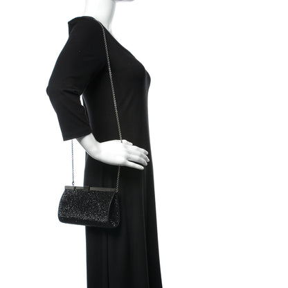 Christian Louboutin Suede Crystal Strass Small Palmette Clutch Black 2 of 8