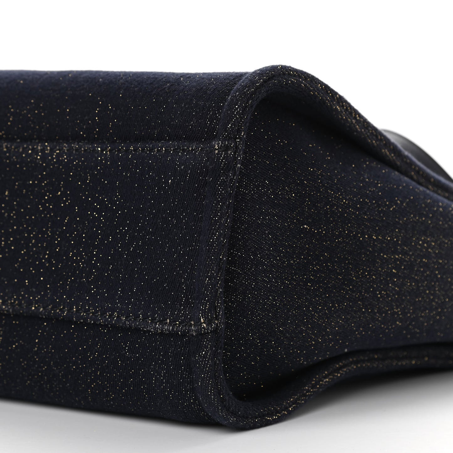 Lurex Canvas Small Deauville Tote Navy Blue Gold