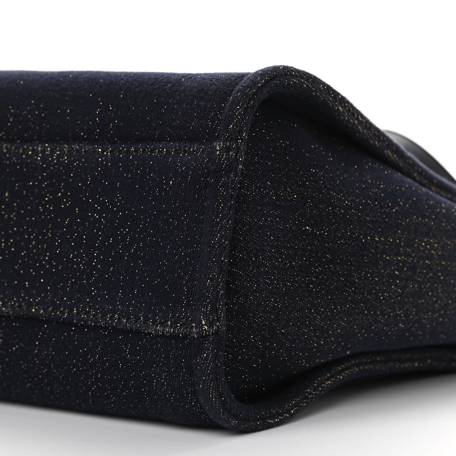 Chanel Lurex Canvas Small Deauville Tote Navy Blue Gold 10 of 10