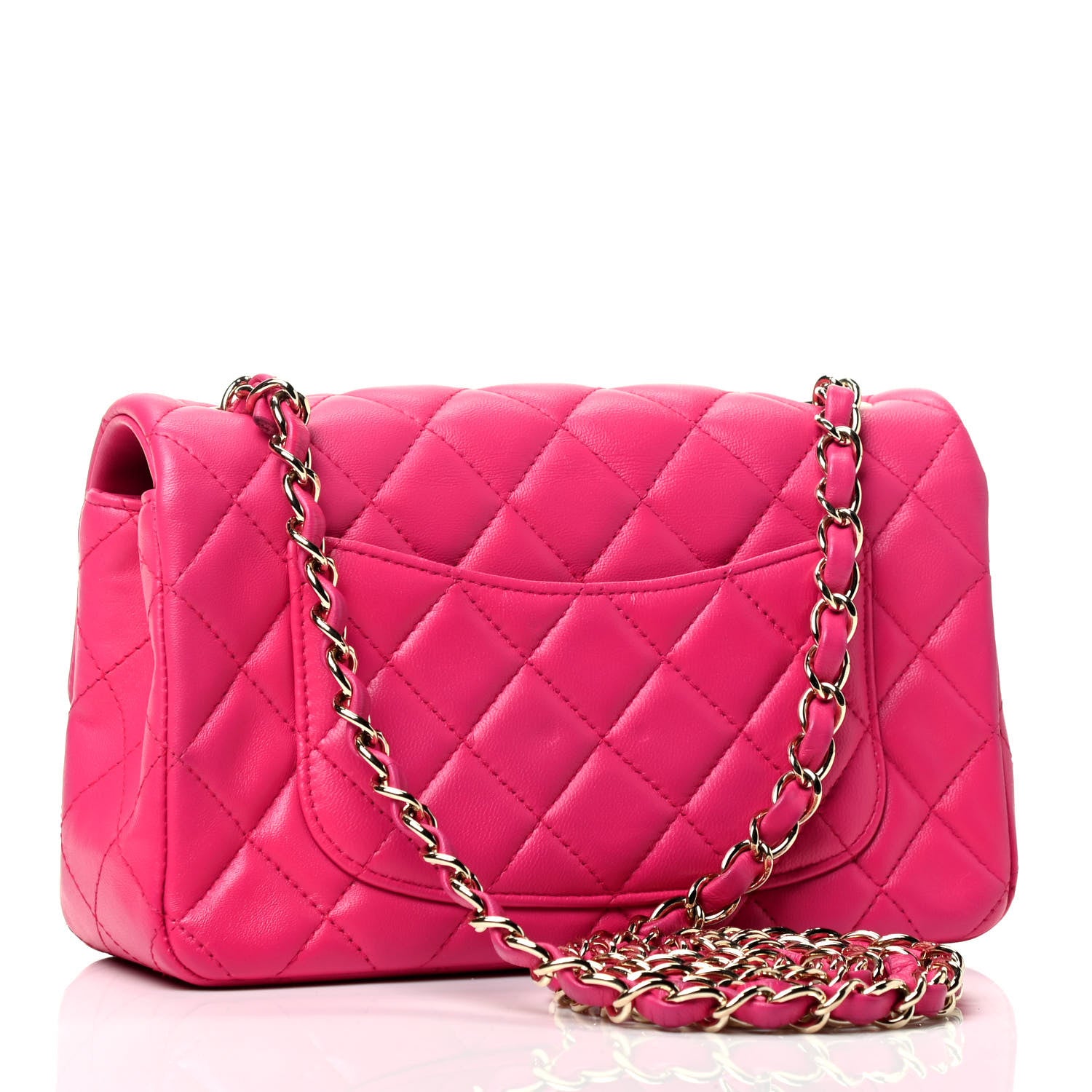 Chanel Lambskin Quilted Mini Rectangular Flap Dark Pink 2 of 4