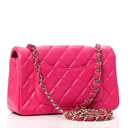 Chanel Lambskin Quilted Mini Rectangular Flap Dark Pink 2 of 4