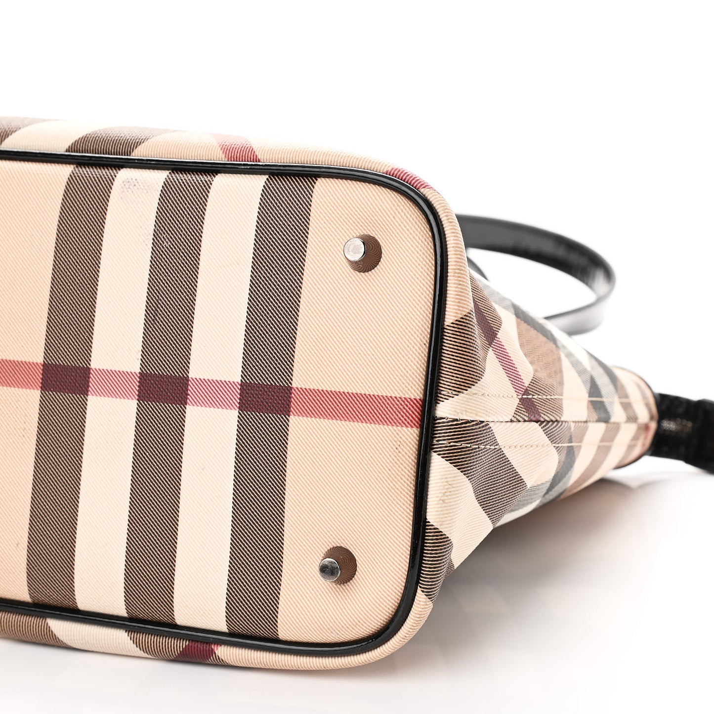 Nova Check Patent Trim Shopper Tote Black