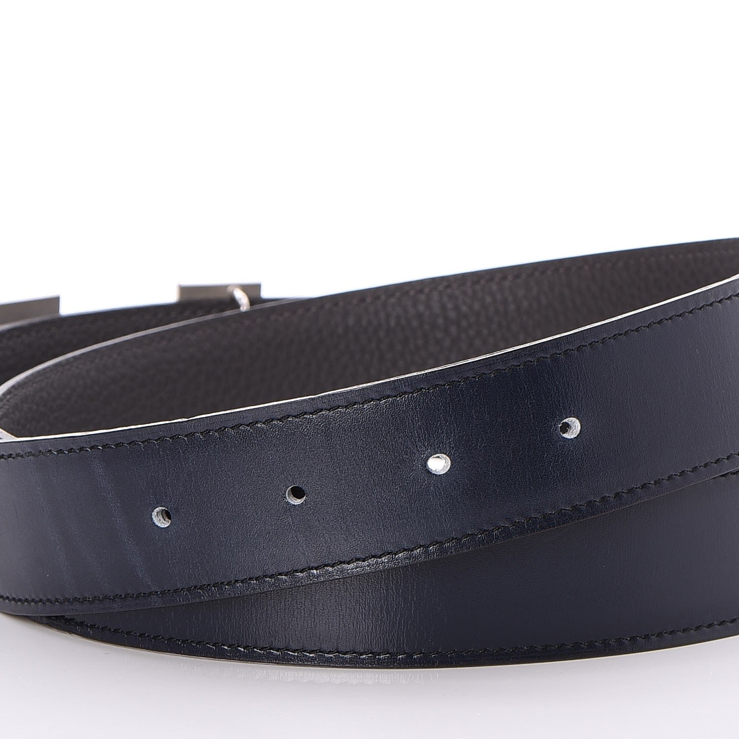 Hermes Box Togo 32mm H Belt 85 Bleu Marine Grey 4 of 6