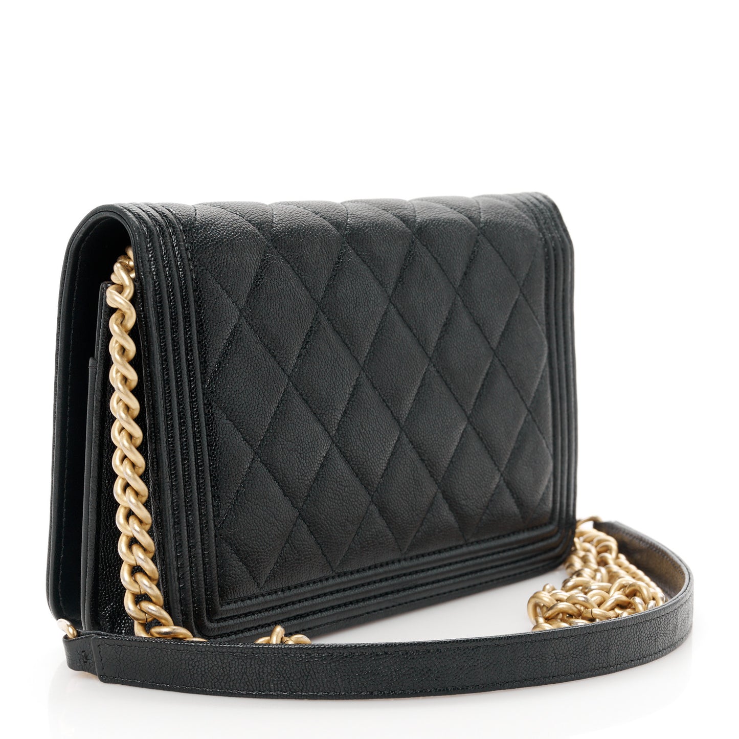 Caviar Quilted Boy Wallet On Chain WOC Black