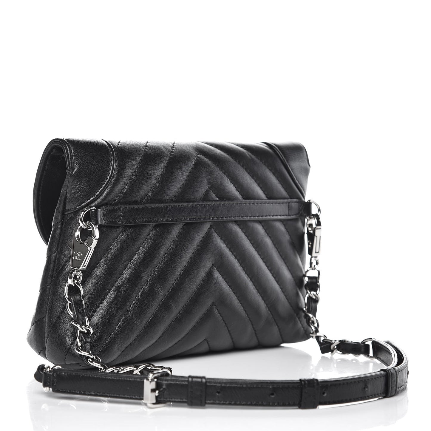 Calfskin Chevron Waist Belt Bag Black