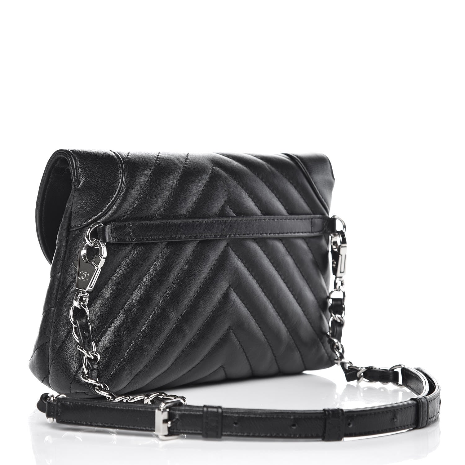 Chanel Calfskin Chevron Waist Belt Bag Black 3 of 10