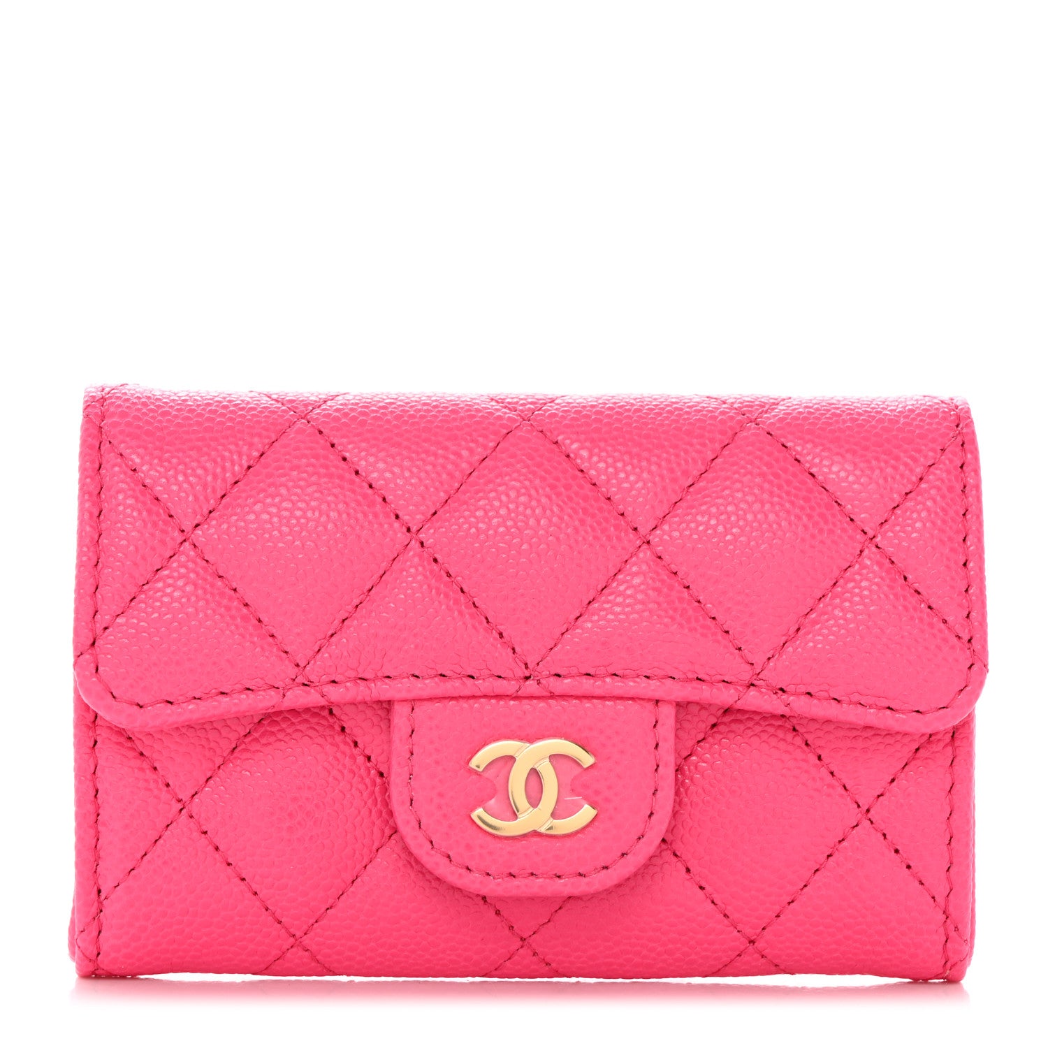 Chanel Caviar Quilted Flap Card Holder Wallet Pink 1 of 8