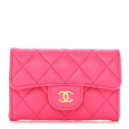 Chanel Caviar Quilted Flap Card Holder Wallet Pink 1 of 8