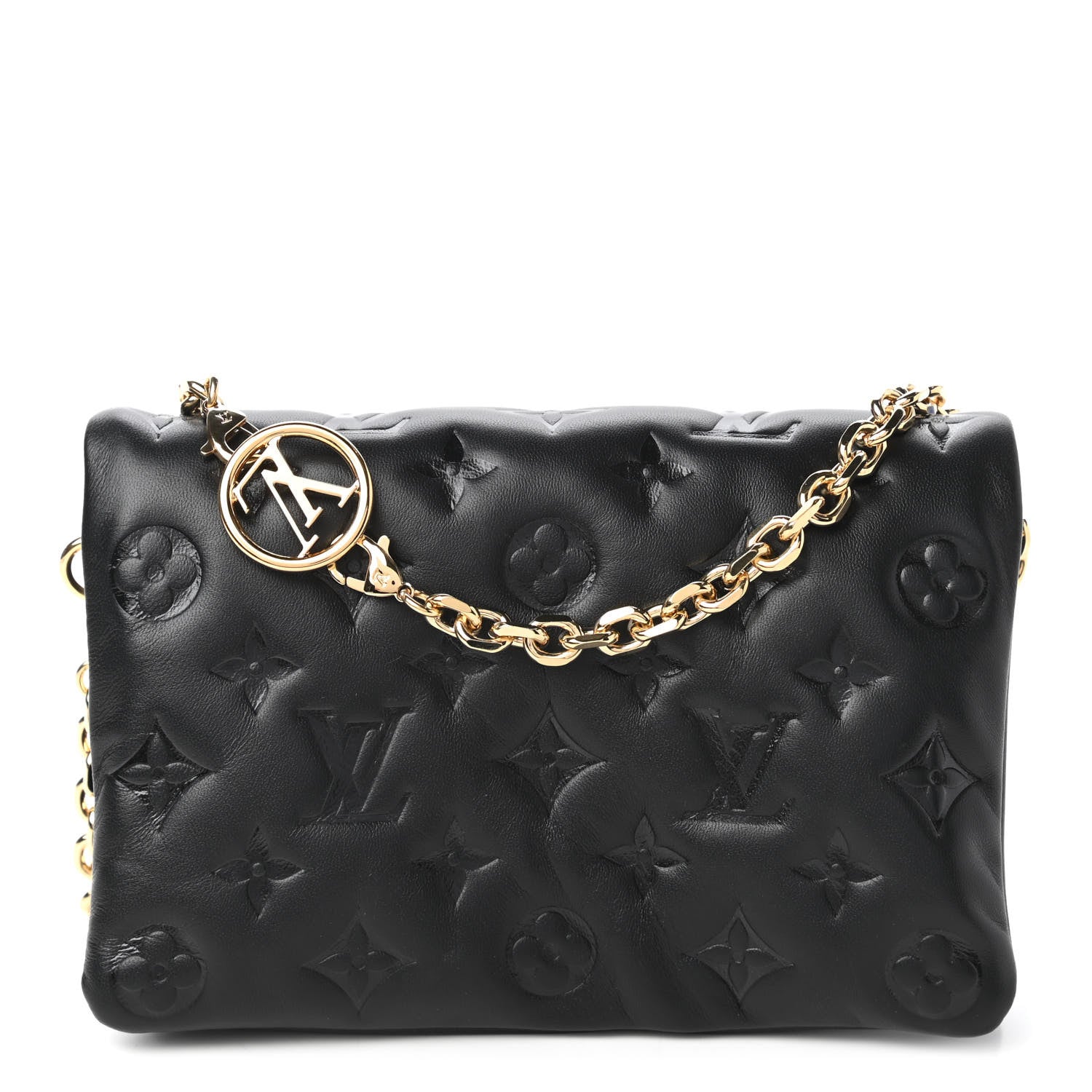 Louis Vuitton Lambskin Embossed Monogram Pochette Coussin Black 1 of 9