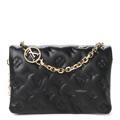 Louis Vuitton Lambskin Embossed Monogram Pochette Coussin Black 1 of 9