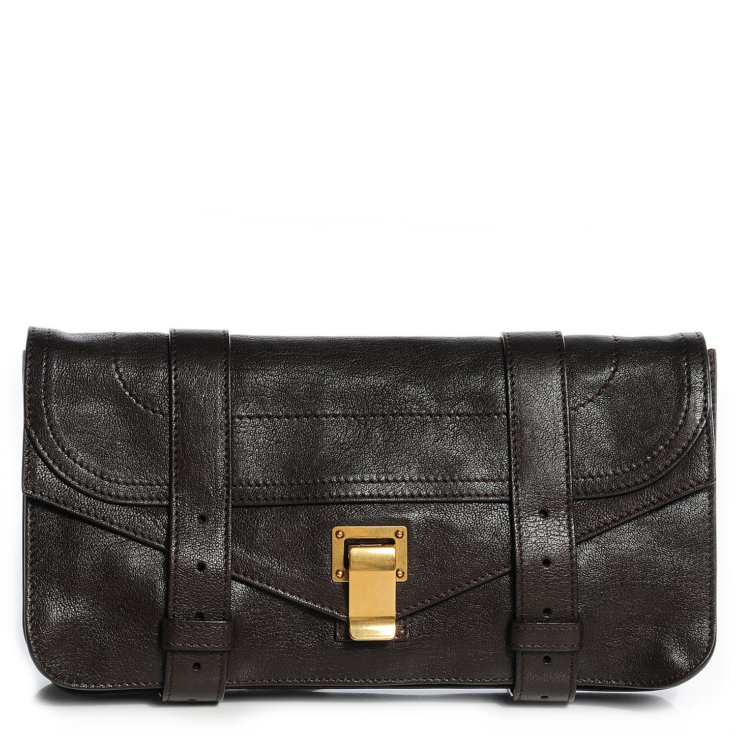 Lux Leather PS1 Pochette Clutch Dark Chocolate