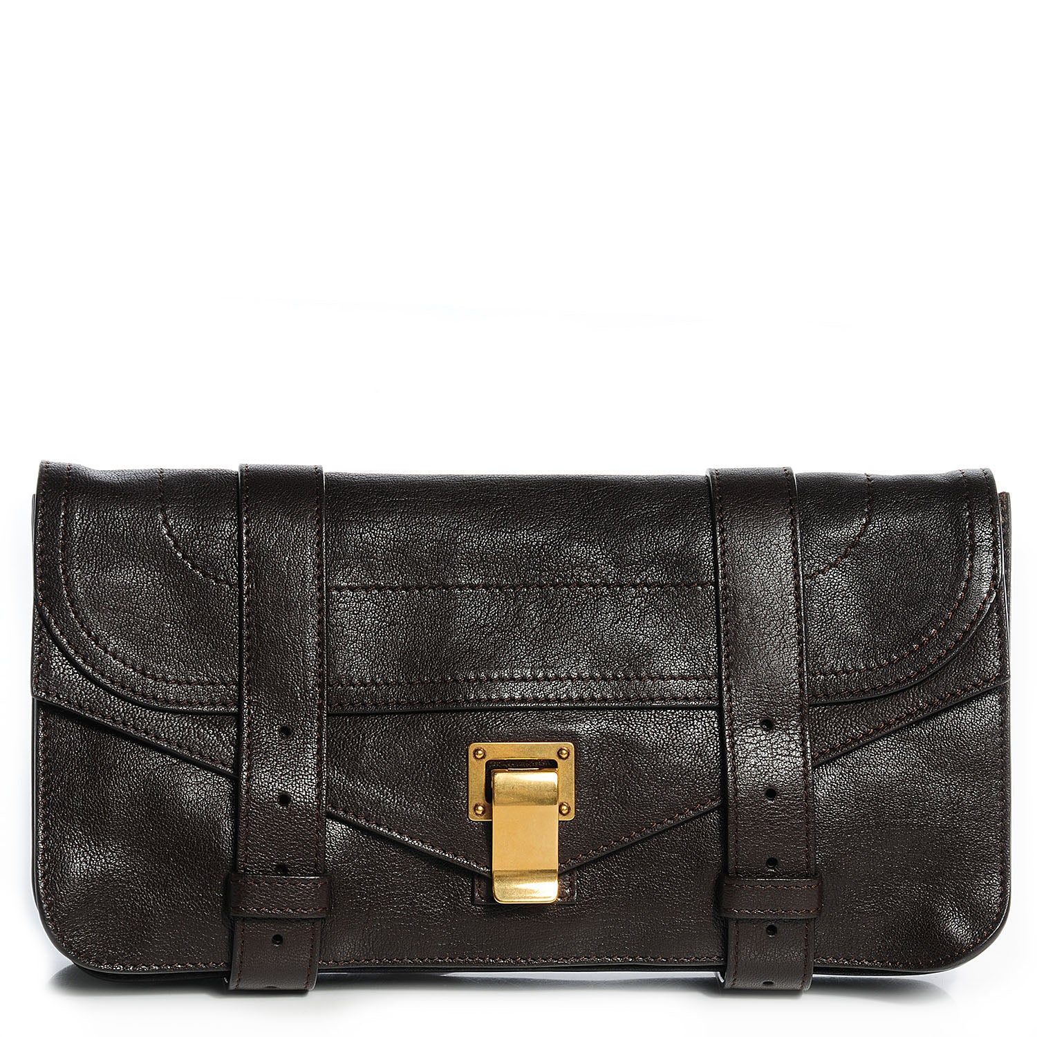 Proenza Schouler Lux Leather PS1 Pochette Clutch Dark Chocolate 1 of 11