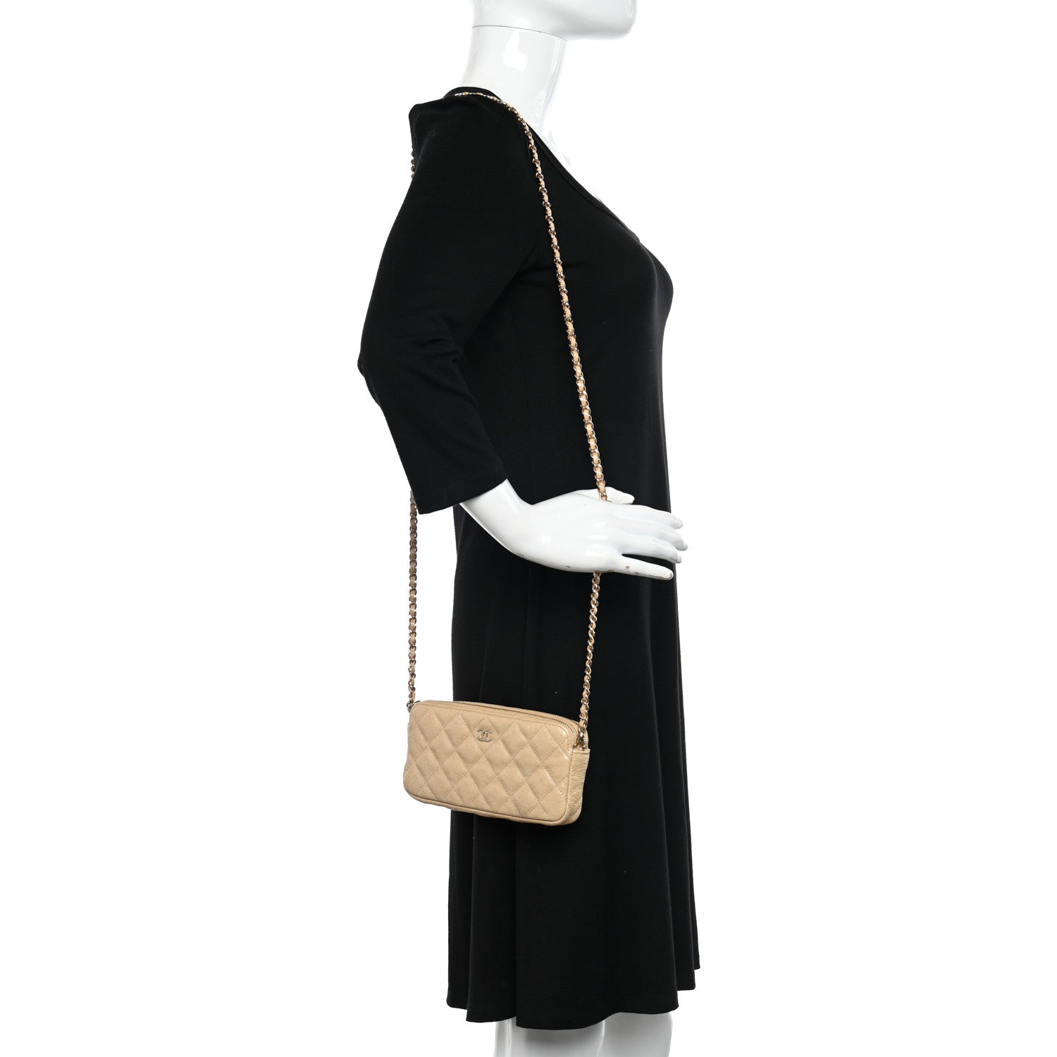 Chanel Iridescent Caviar Quilted Small Clutch With Chain Beige 2 of 14