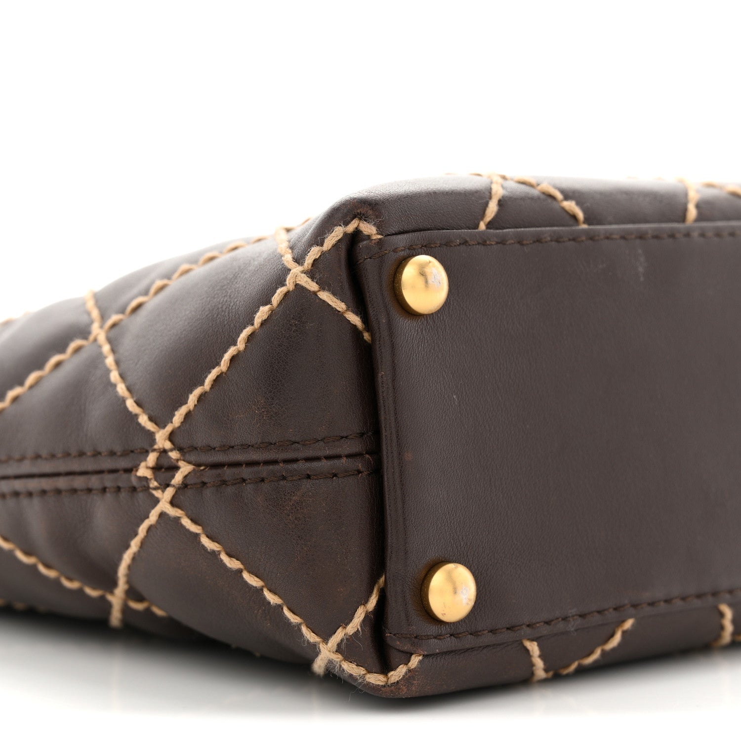 Chanel Calfskin Wild Stitch Tote Brown 9 of 11