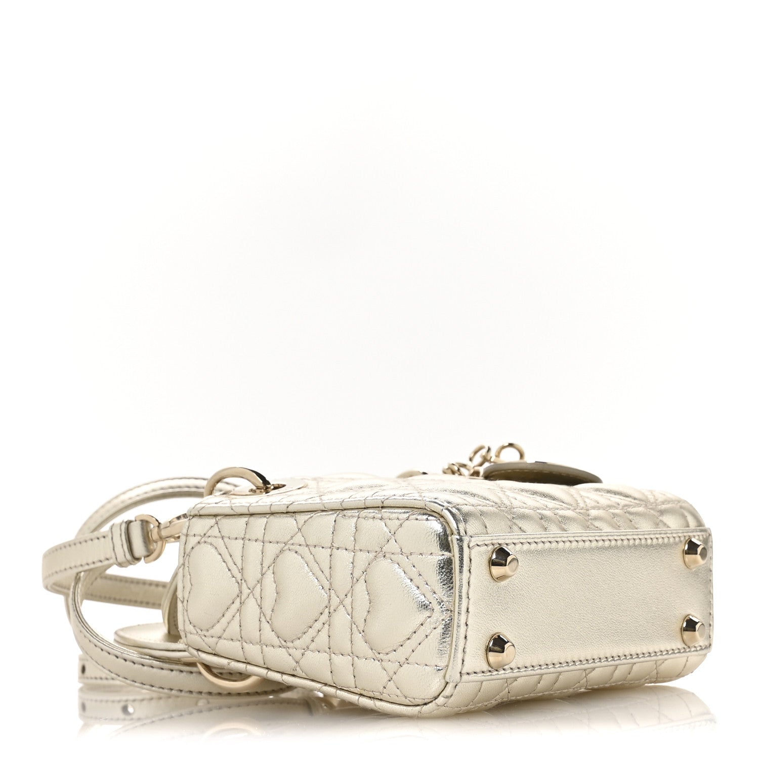 Christian Dior Metallic Lambskin Cannage Micro DiorAmour Lady Dior Gold 4 of 10