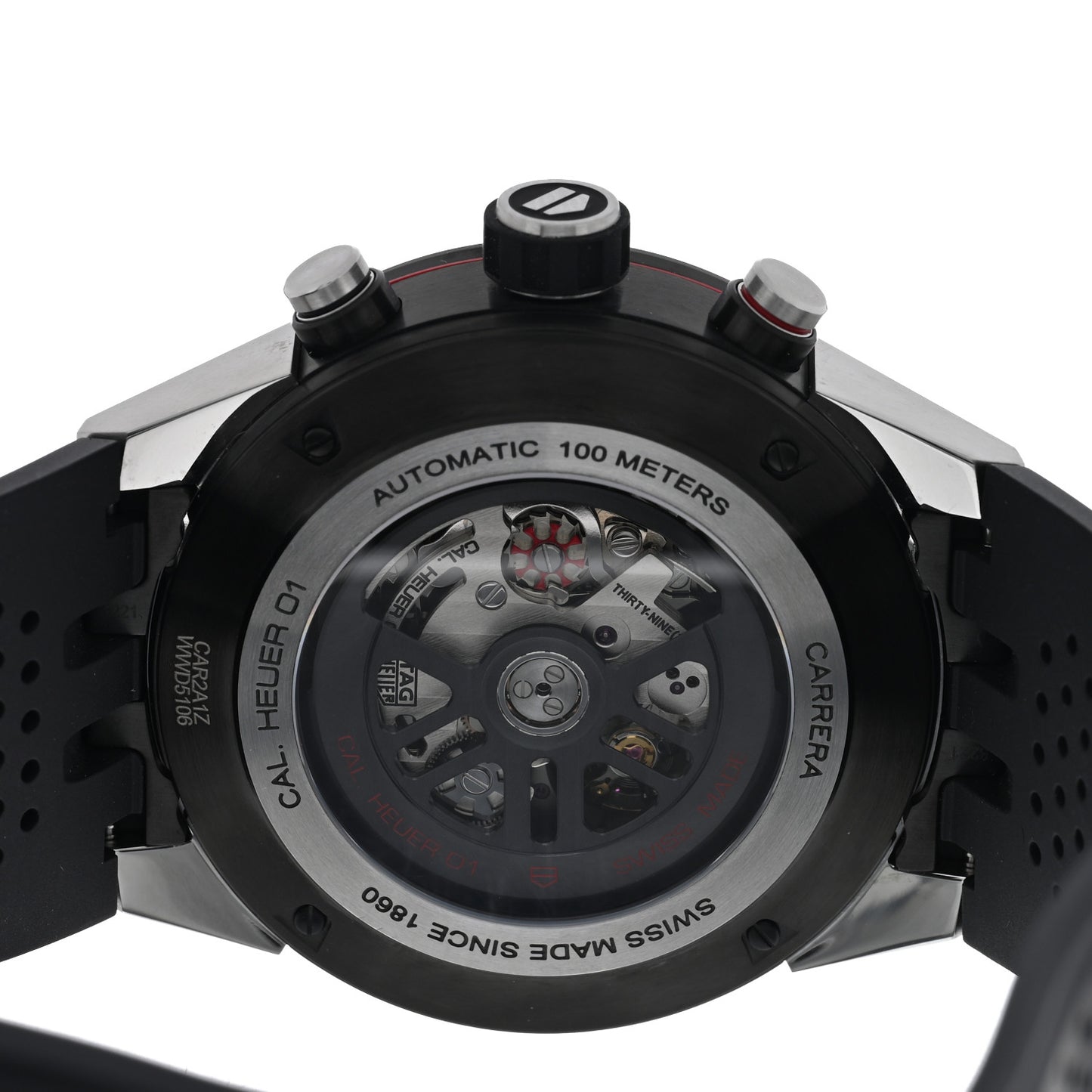 Stainless Steel 45mm Carrera Chronograph Automatic Watch Black CAR2A1Z