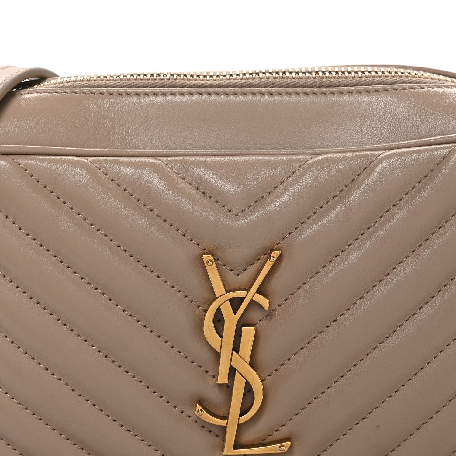 Saint Laurent Calfskin Matelasse Monogram Lou Camera Bag Dark Beige 8 of 11