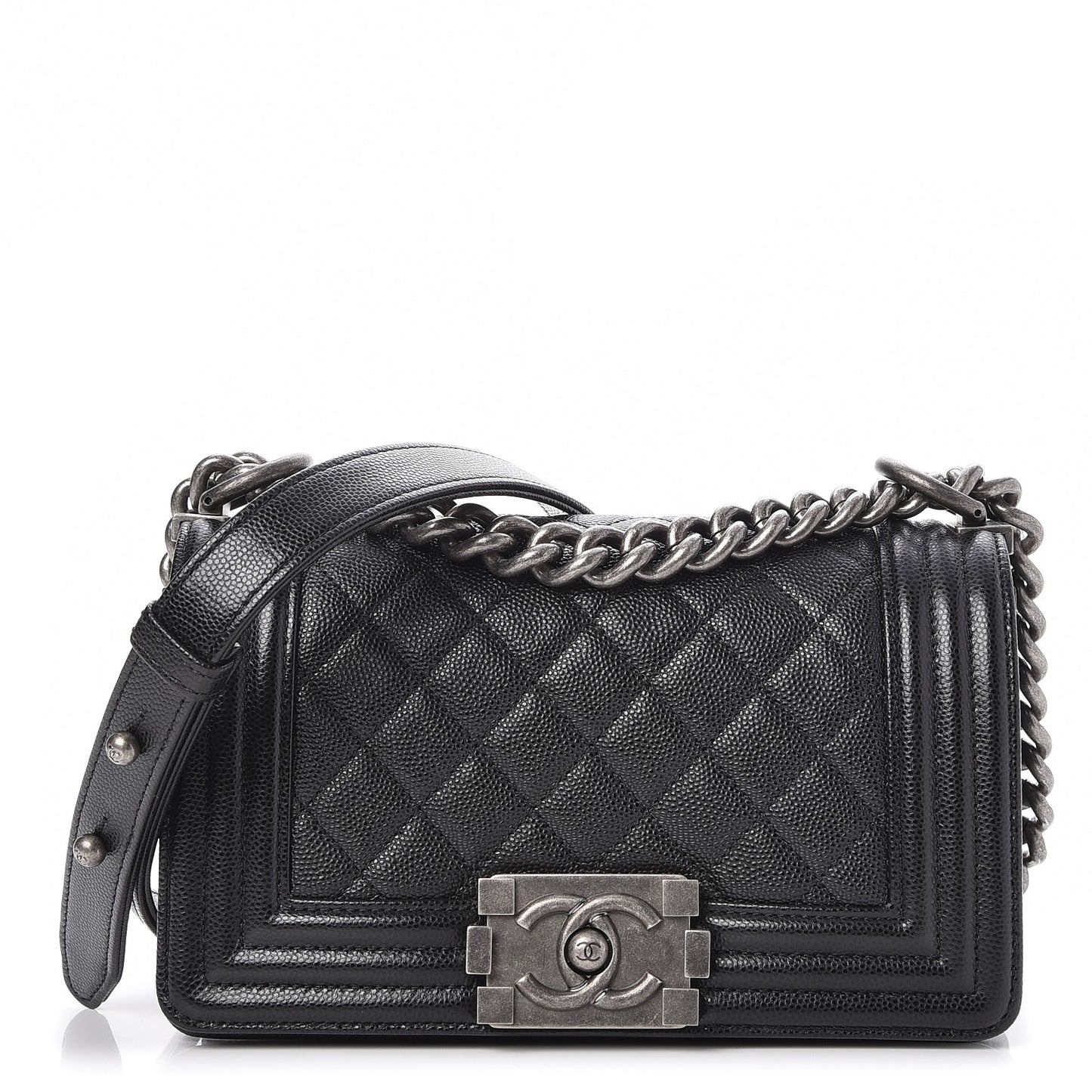 Caviar Quilted Small Boy Flap Black