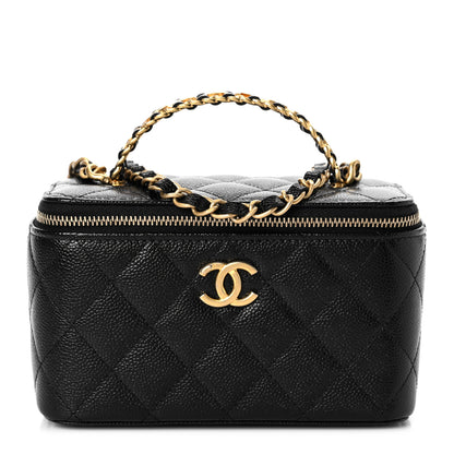 Chanel Shiny Caviar Quilted Pick Me Up Vanity Case Black 1 of 9