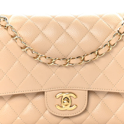 Chanel Caviar Quilted Medium Double Flap Beige 8 of 10