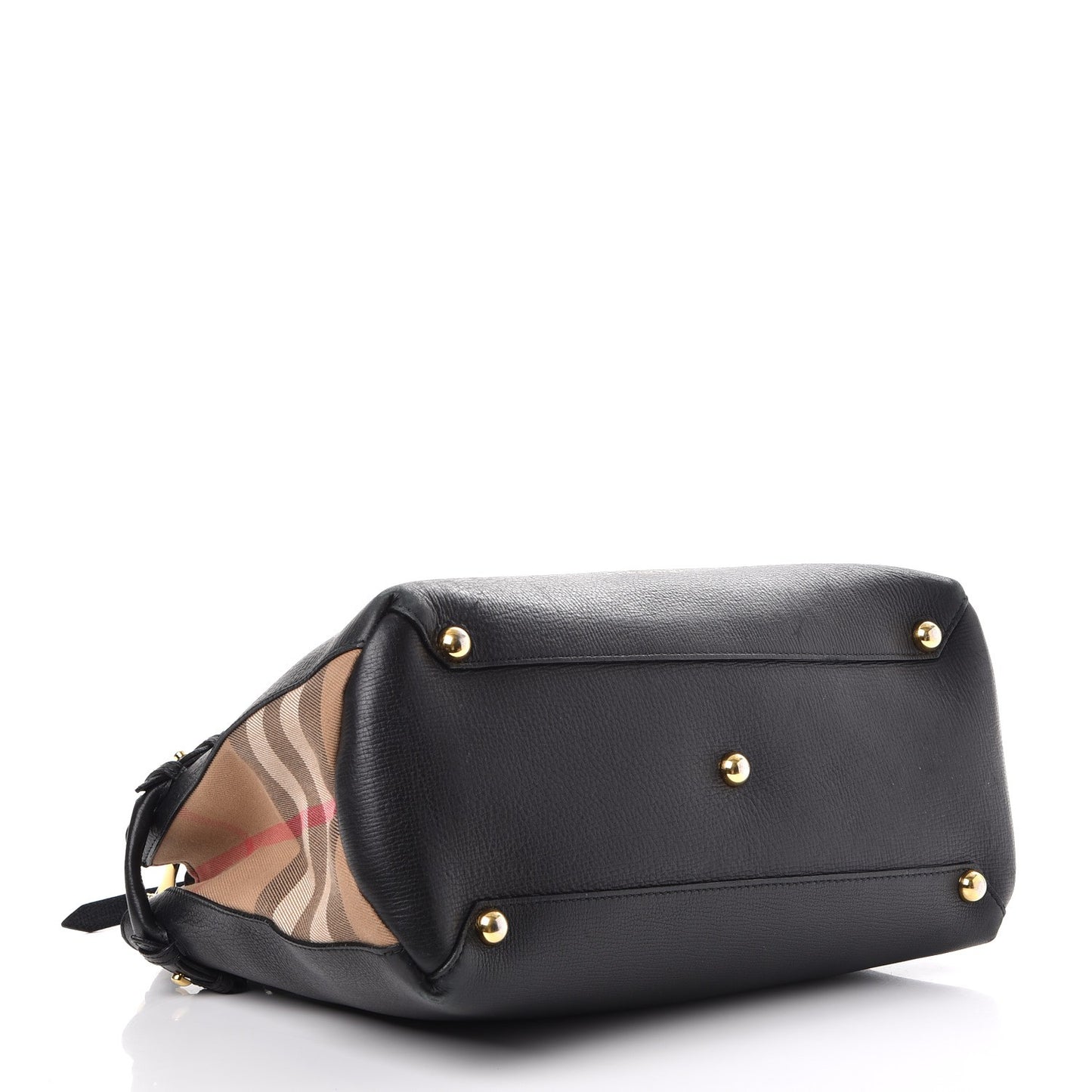 Calfskin House Check Medium Banner Tote Black