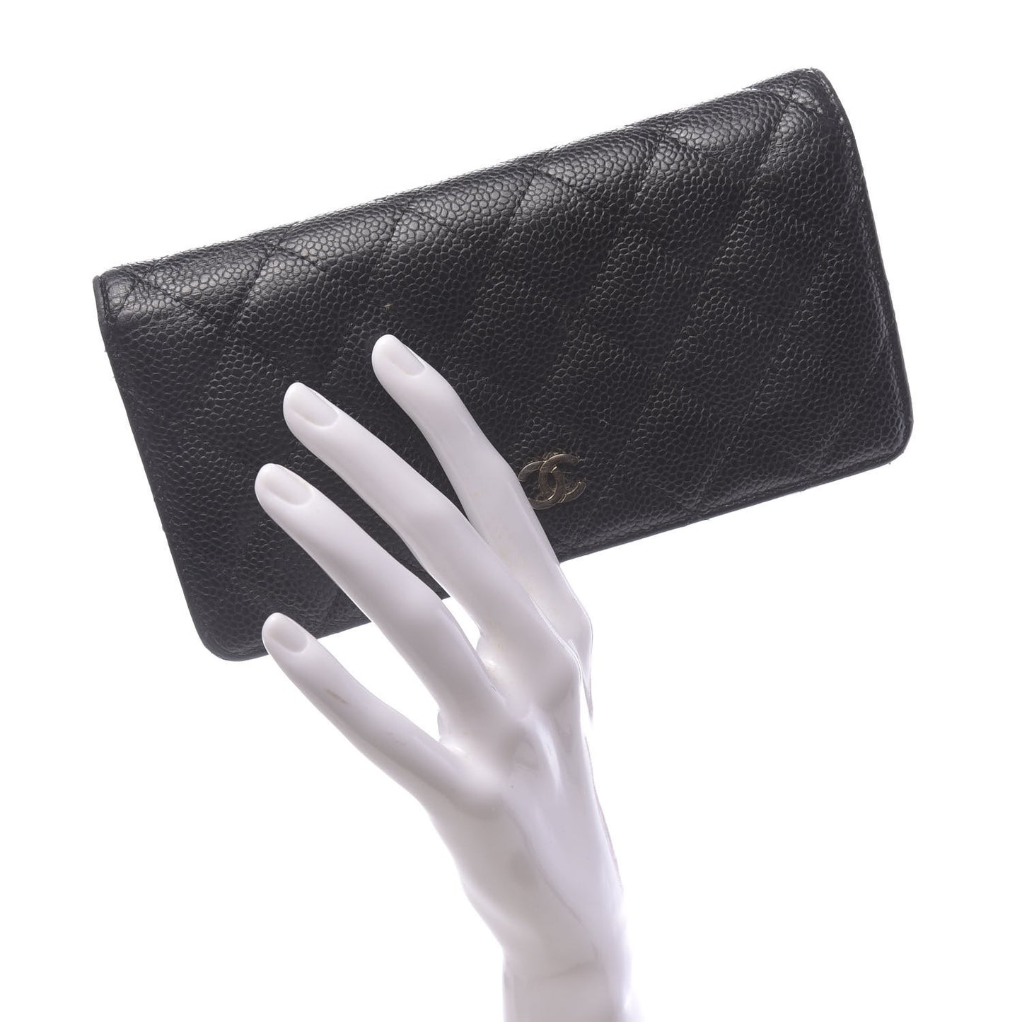 Caviar Quilted Yen Wallet Black