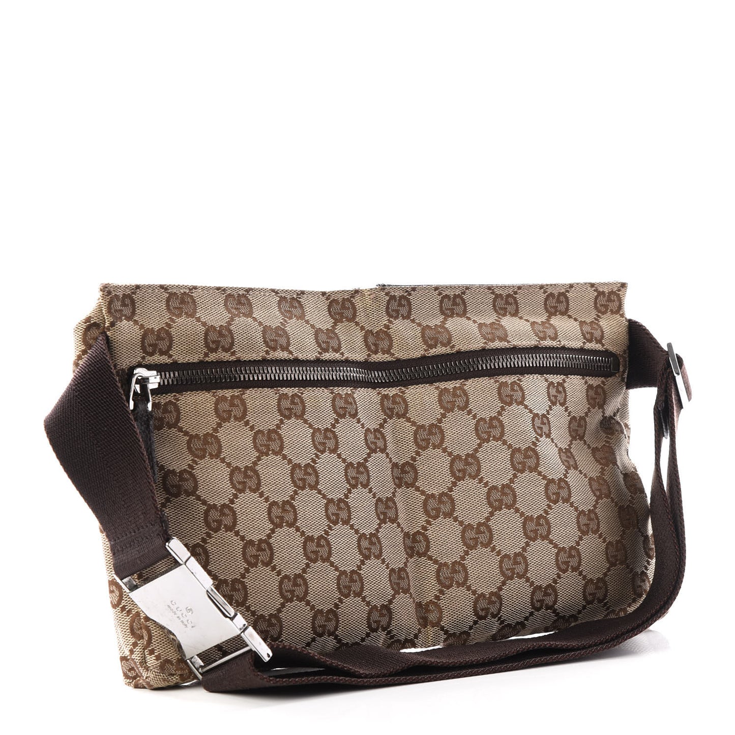 GG Monogram Double Pocket Belt Bag Dark Brown