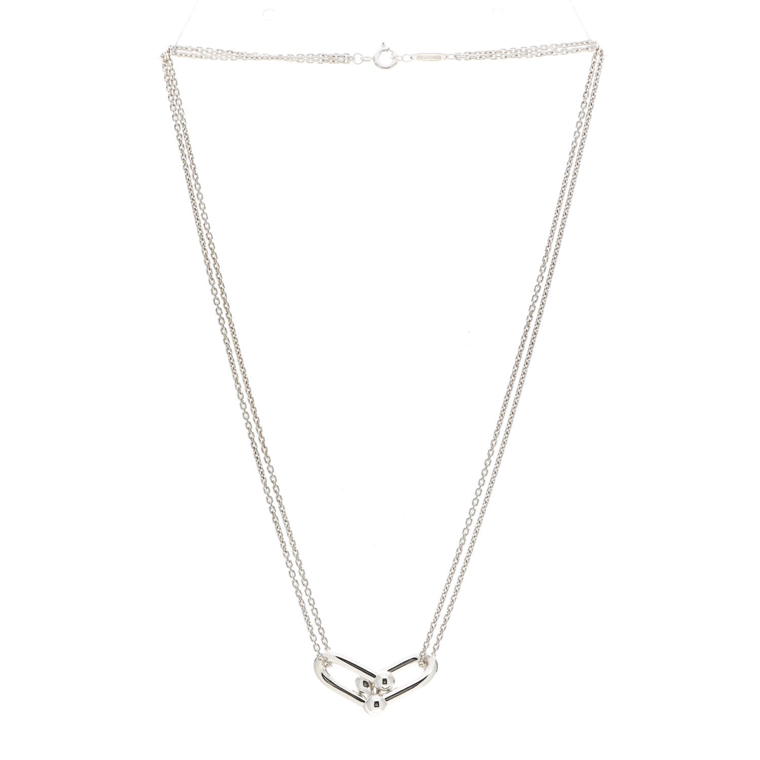 Tiffany Sterling Silver Double HardWear Link Pendant Necklace 3 of 4