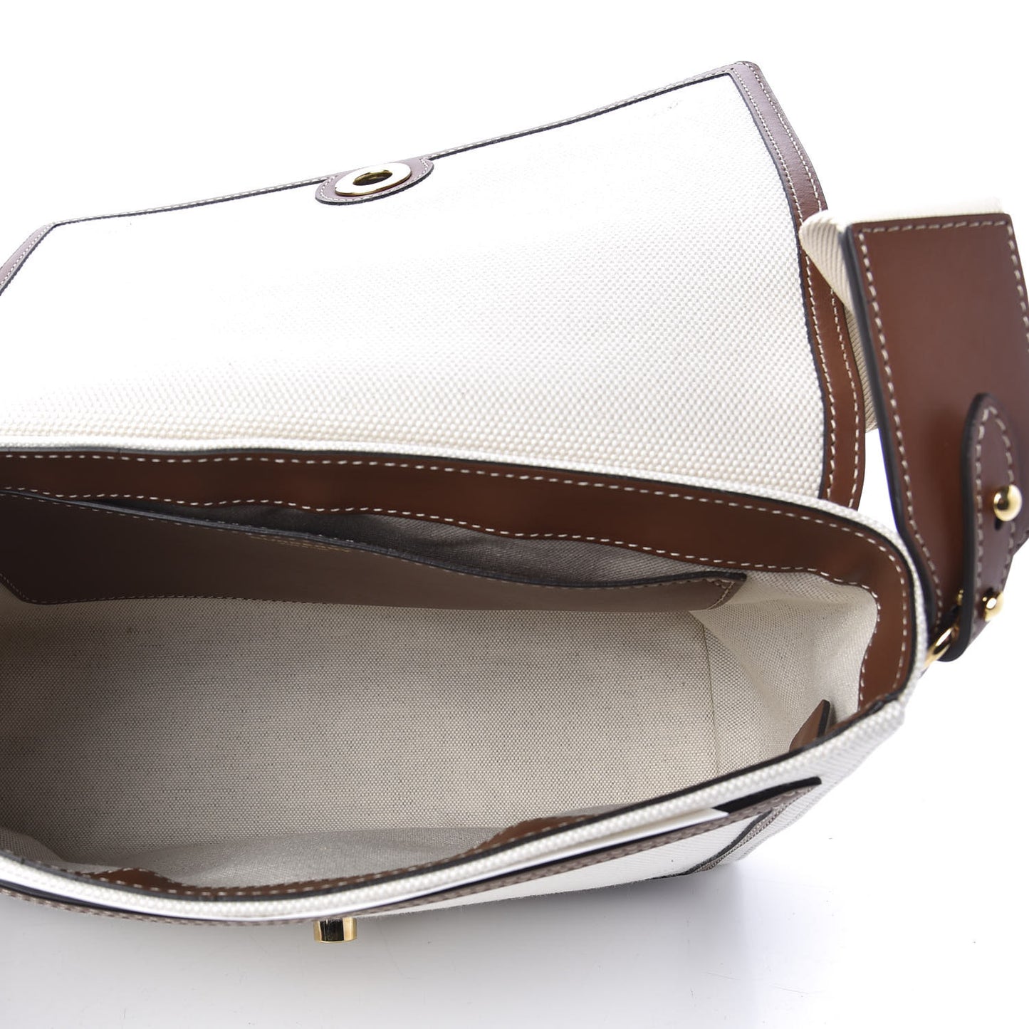 Canvas Horseferry Print Note Crossbody Bag Natural Tan