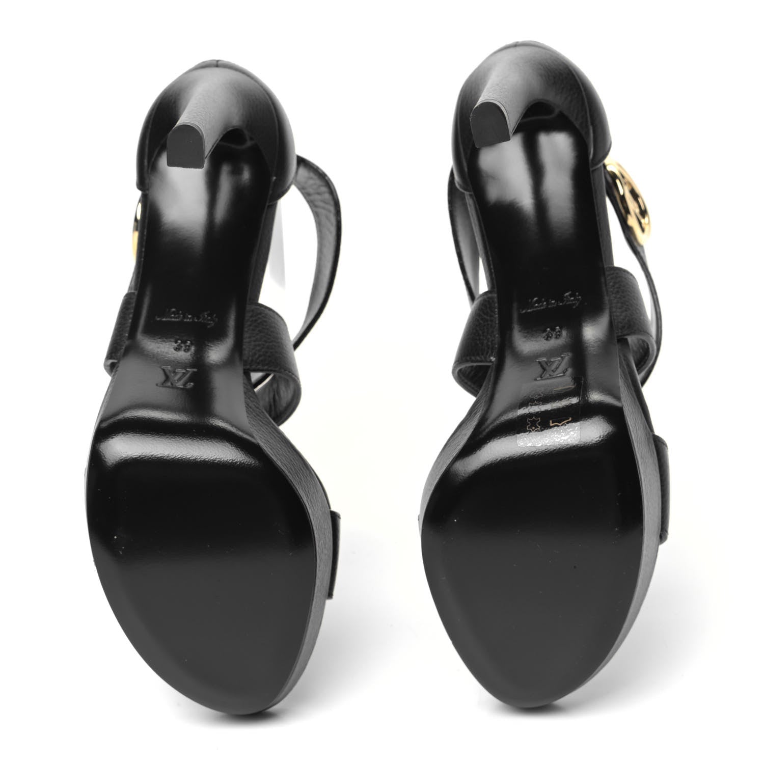 Louis Vuitton Grained Calfskin Horizon Platform Sandals 39 Black 6 of 9