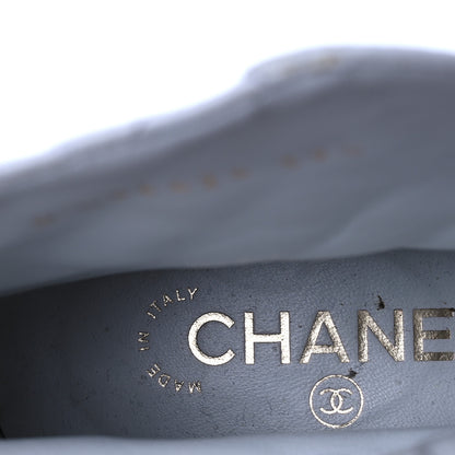 Chanel Shiny Lambskin Quilted Lace Up Combat Boots 39.5 White Black 10 of 18