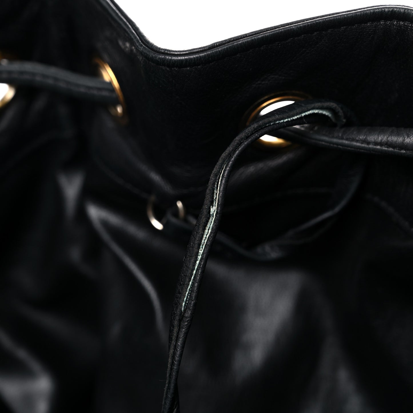 Lambskin Drawstring Sling Backpack Black