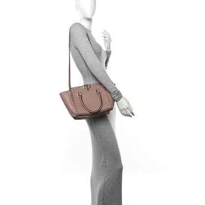 Valentino Garavani Vitello Small Rockstud Double Handle Tote Poudre 2 of 10
