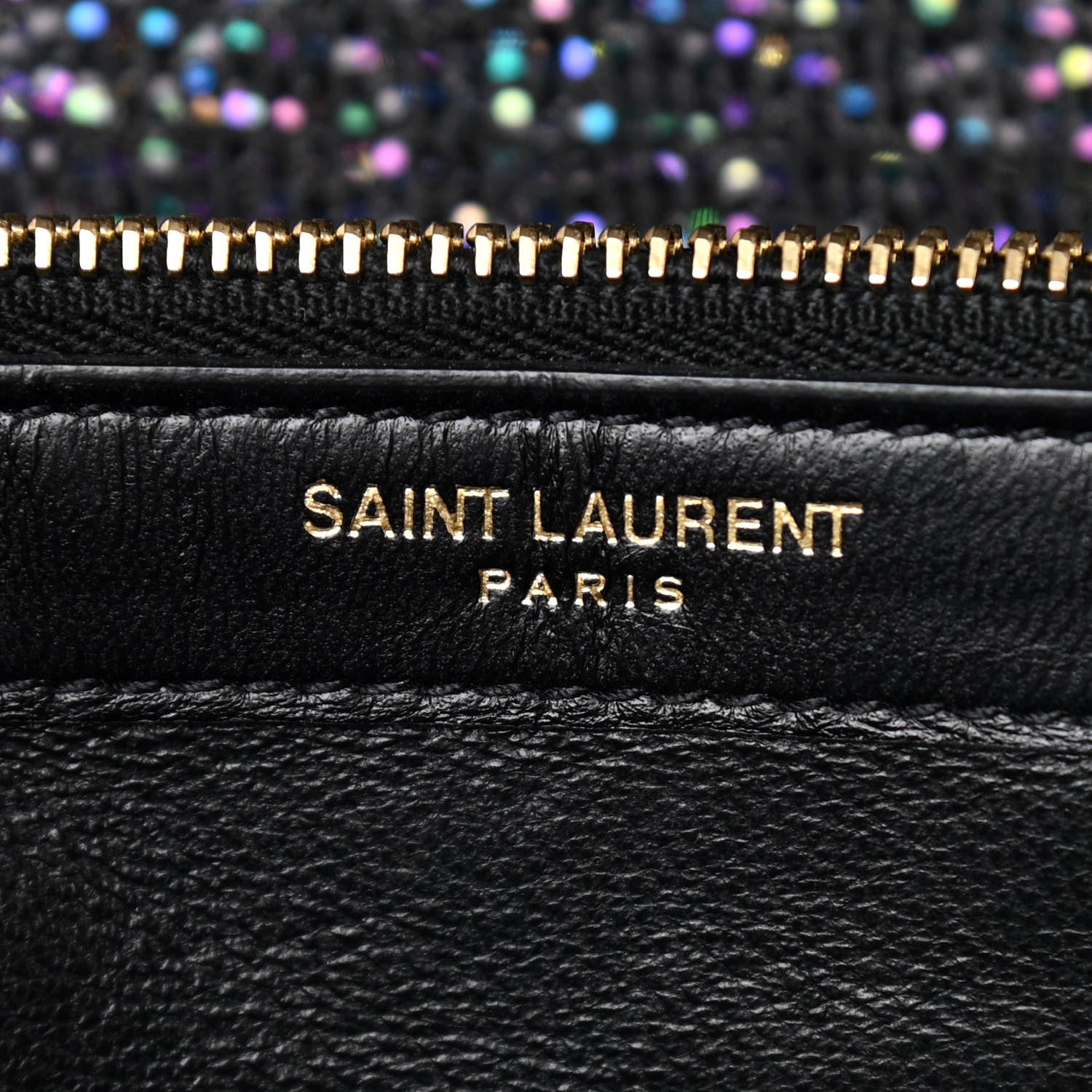 Saint Laurent Glitter Classic Monogram Chain Wallet Black Multicolor 6 of 10