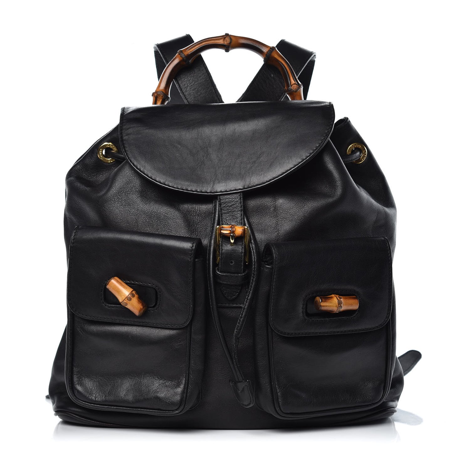 Calfskin Bamboo Backpack Black