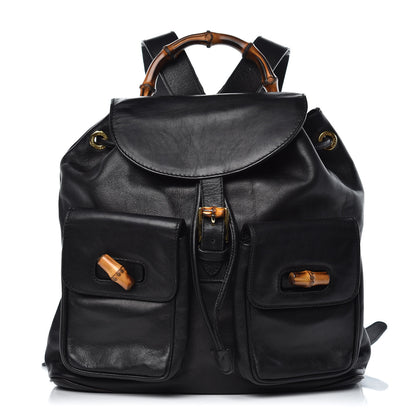 Gucci Calfskin Bamboo Backpack Black 1 of 15