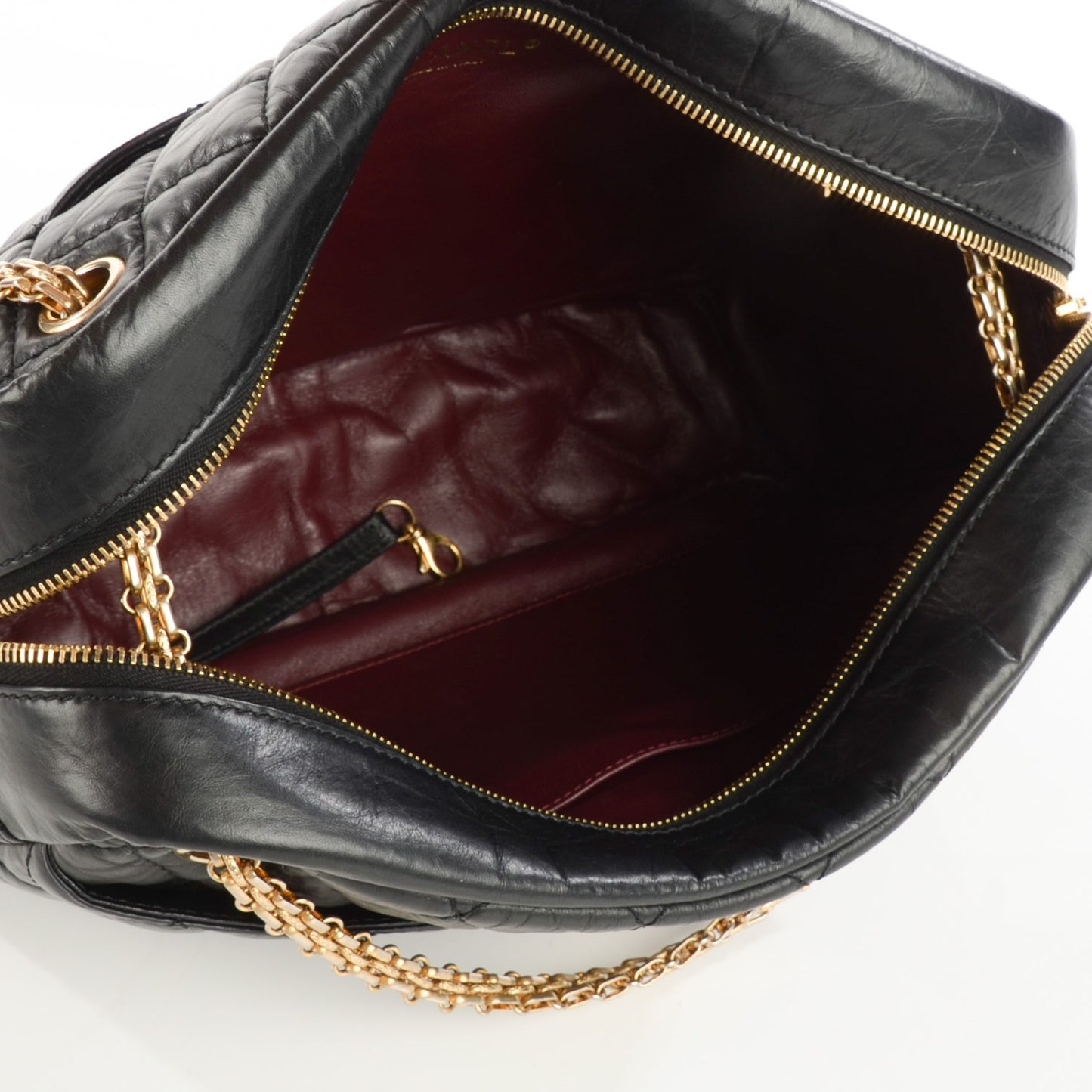 Aged Calfskin Quilted Large Reissue Camera Case Black