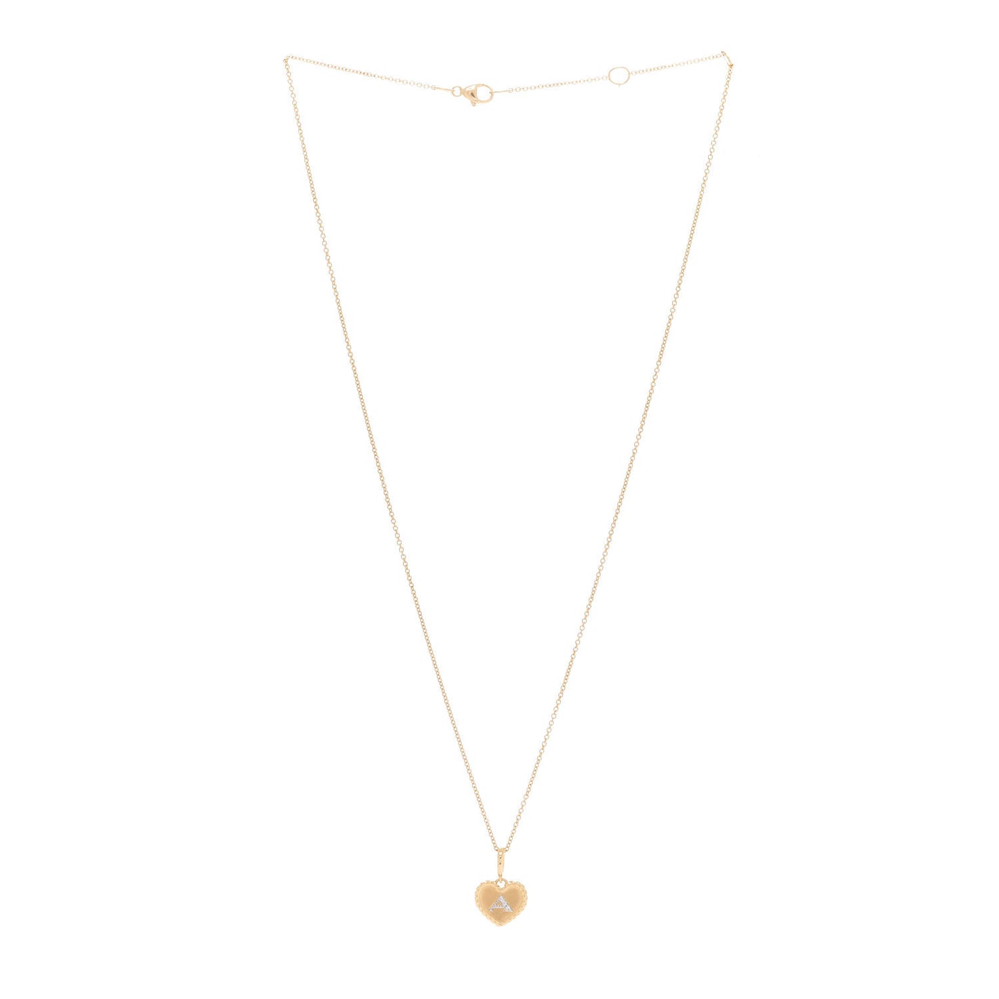 18K Yellow Gold Diamond Heart Initial A Charm Necklace