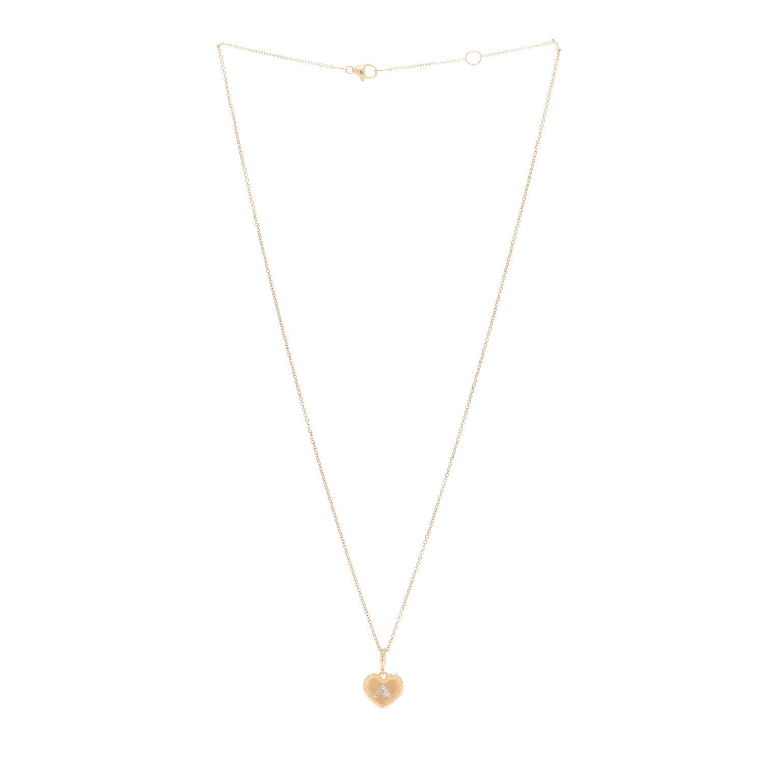 David Yurman 18K Yellow Gold Diamond Heart Initial A Charm Necklace 3 of 7