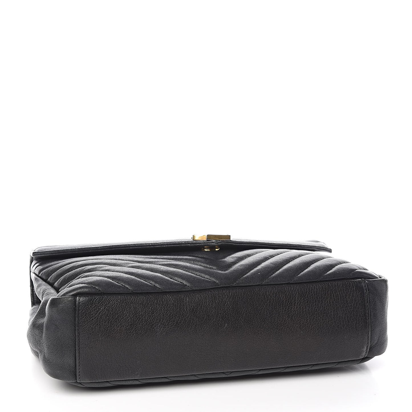 Sheepskin Matelasse Chevron Monogram Large College Satchel Black
