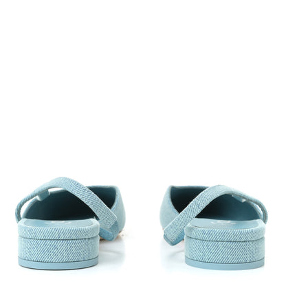 Chanel Denim Cap Toe CC Slingback Flats 36 Blue 5 of 12