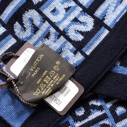 Louis Vuitton Wool Logo Scarf Blue 3 of 4