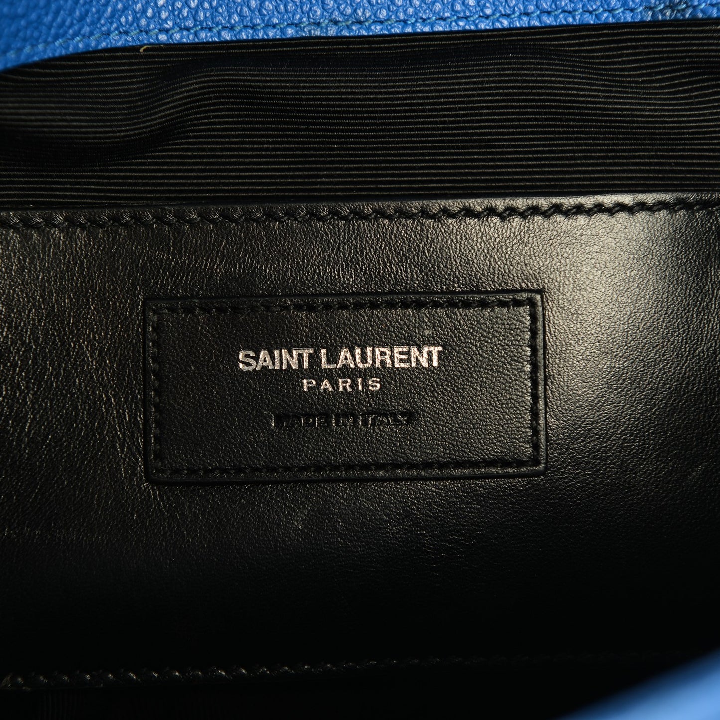 Grained Calfskin Matelasse Monogram Classic Medium Chain Bag Royal Blue