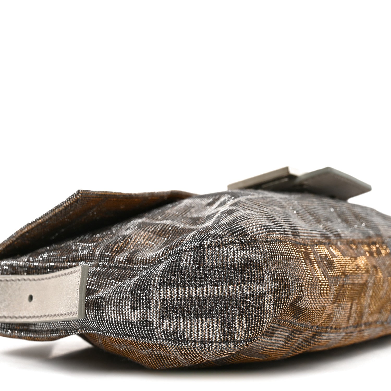Fendi Metallic Lurex Zucca Vitello Baguette Argento 8 of 9