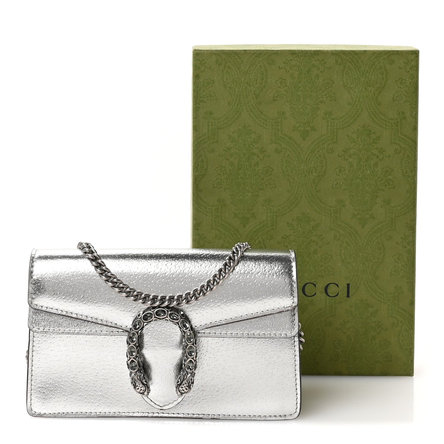 Metallic Calfskin Super Mini Dionysus Shoulder Bag Silver