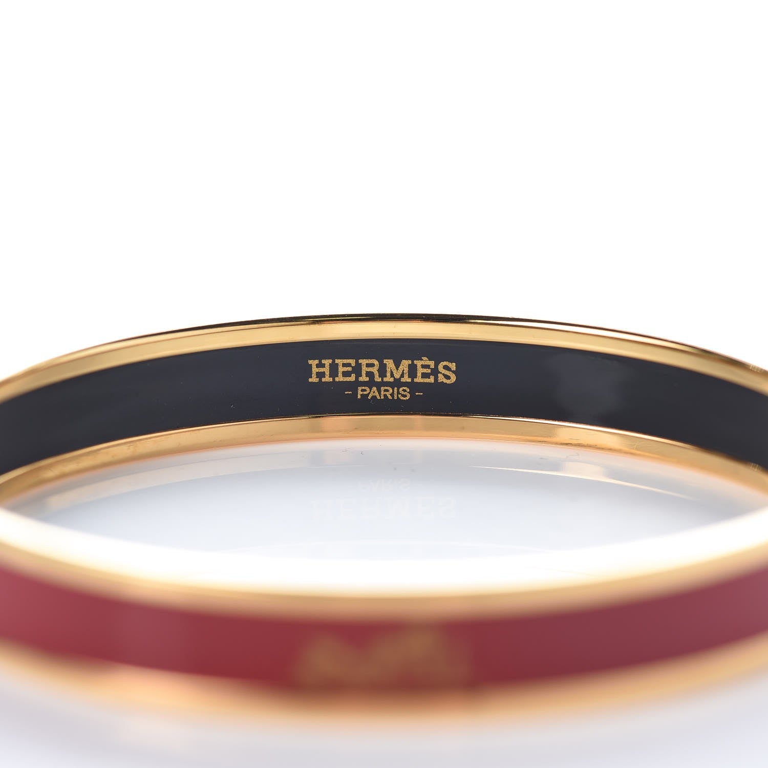 Hermes Enamel Printed Narrow Caleche Bracelet 62 Rouge H 4 of 5