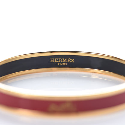 Hermes Enamel Printed Narrow Caleche Bracelet 62 Rouge H 4 of 5