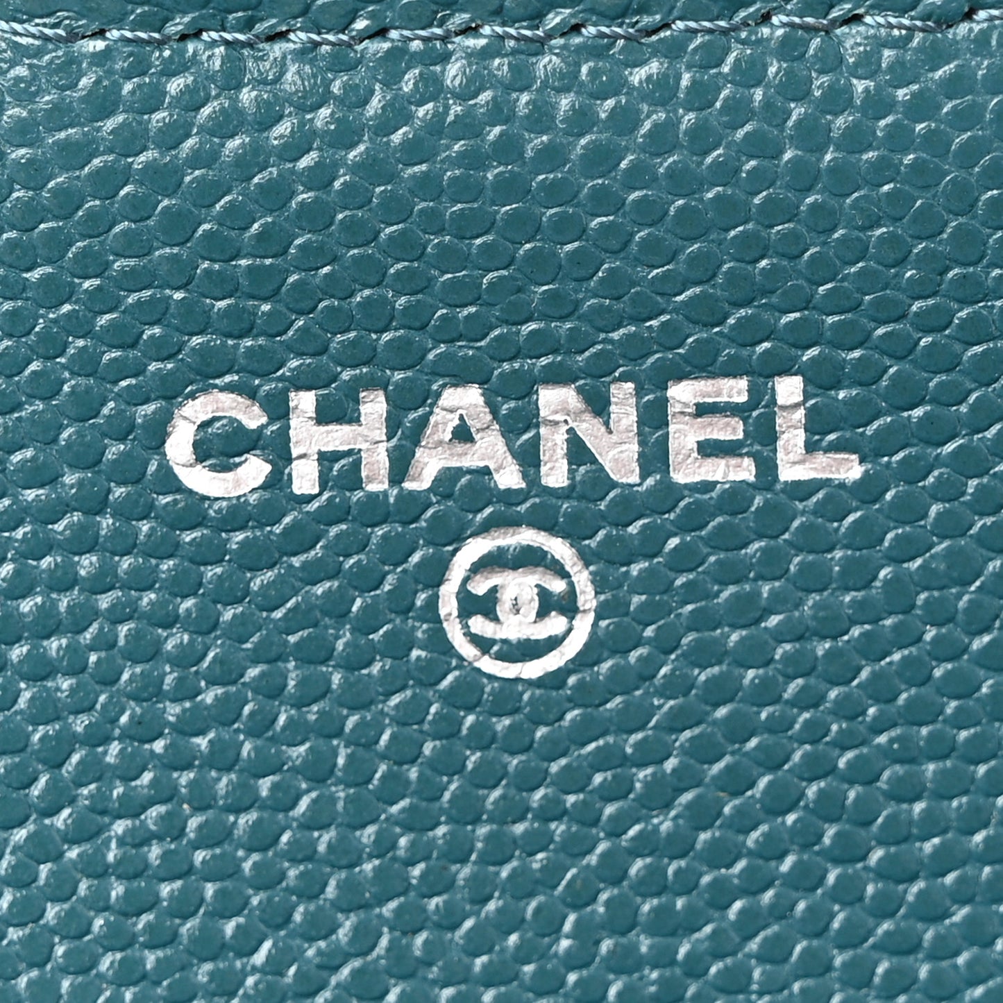 Caviar Quilted Large Gusset Flap Wallet Dark Turquoise