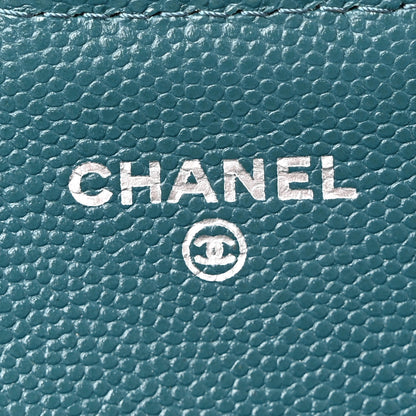 Chanel Caviar Quilted Large Gusset Flap Wallet Dark Turquoise 6 of 15