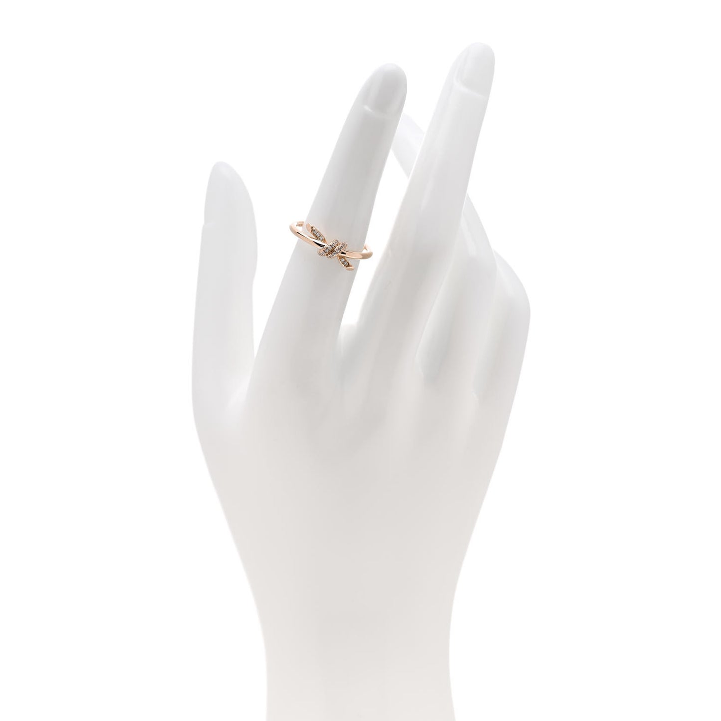18K Rose Gold Diamond Small Knot Ring 53 6.25